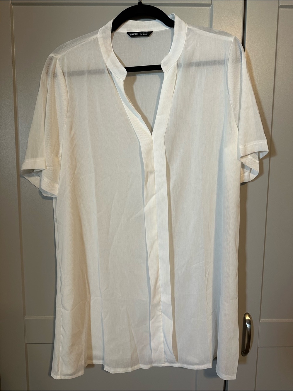 SHEIN White Short-Sleeve Lightweight Swim Coverup